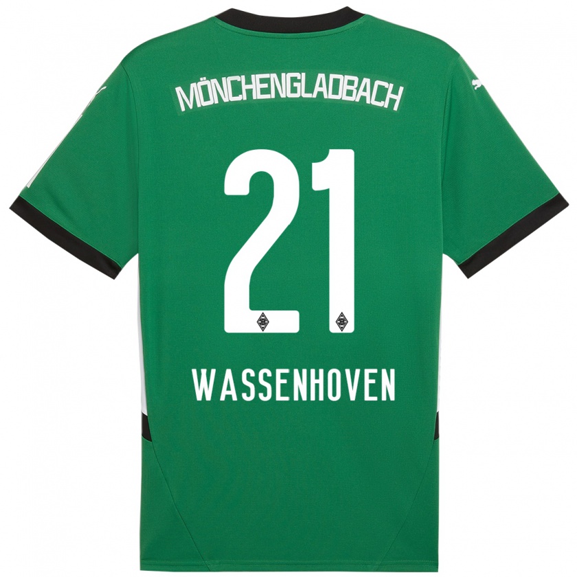 Kandiny Gyermek Michelle Wassenhoven #21 Zöld Fehér Idegenbeli Jersey 2024/25 Mez Póló Ing