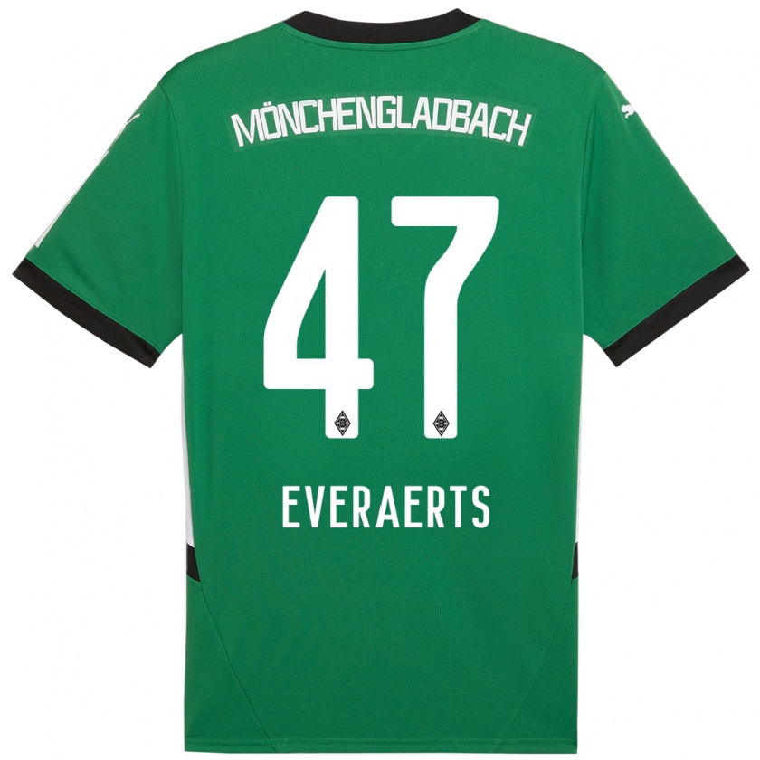 Kandiny Gyermek Kim Everaerts #47 Zöld Fehér Idegenbeli Jersey 2024/25 Mez Póló Ing