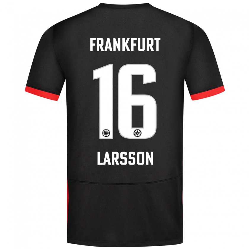 Kandiny Gyermek Hugo Larsson #16 Fekete Idegenbeli Jersey 2024/25 Mez Póló Ing