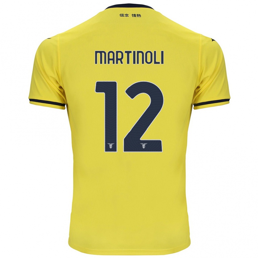 Kandiny Gyermek Elettra Martinoli #12 Sárga Idegenbeli Jersey 2024/25 Mez Póló Ing