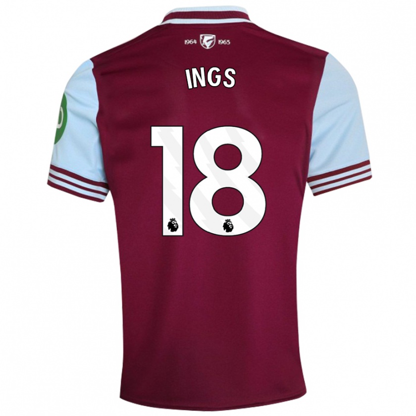 Kandiny Férfi Danny Ings #18 Sötétvörös Hazai Jersey 2024/25 Mez Póló Ing