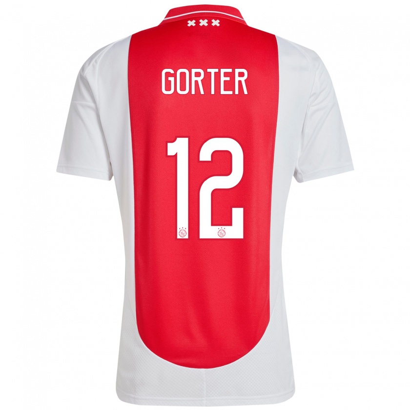 Kandiny Férfi Jay Gorter #12 Piros Fehér Hazai Jersey 2024/25 Mez Póló Ing