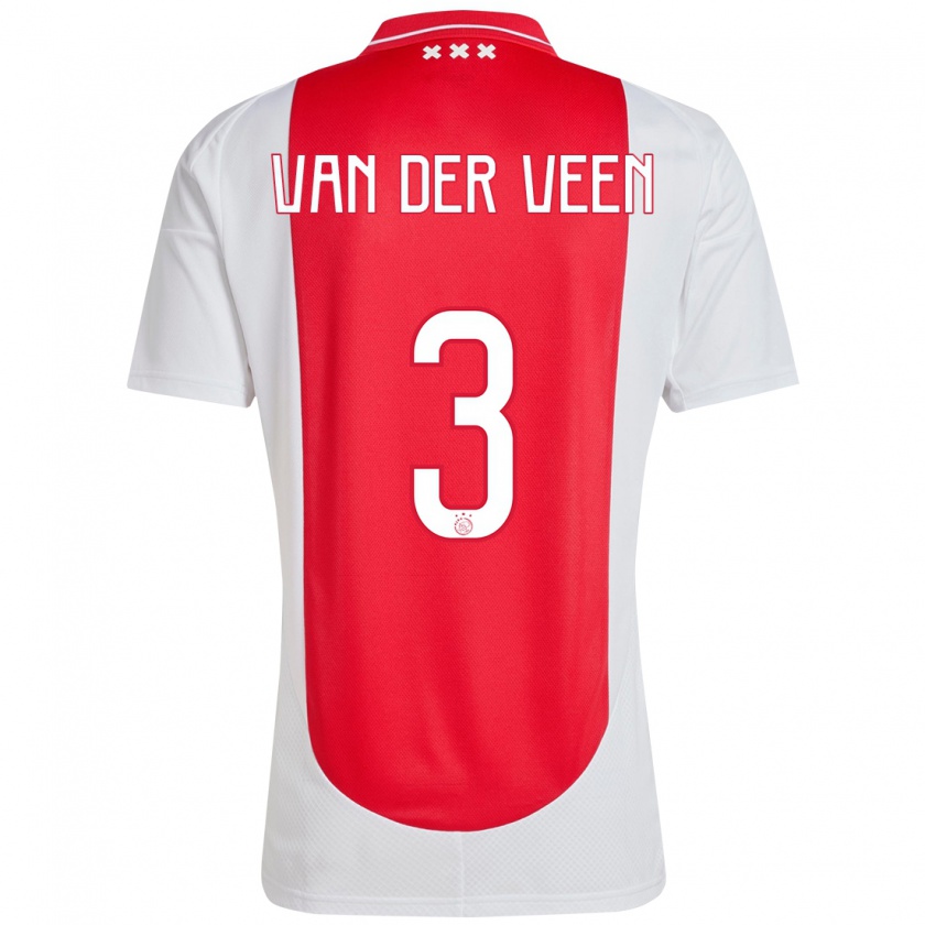 Kandiny Férfi Roos Van Der Veen #3 Piros Fehér Hazai Jersey 2024/25 Mez Póló Ing