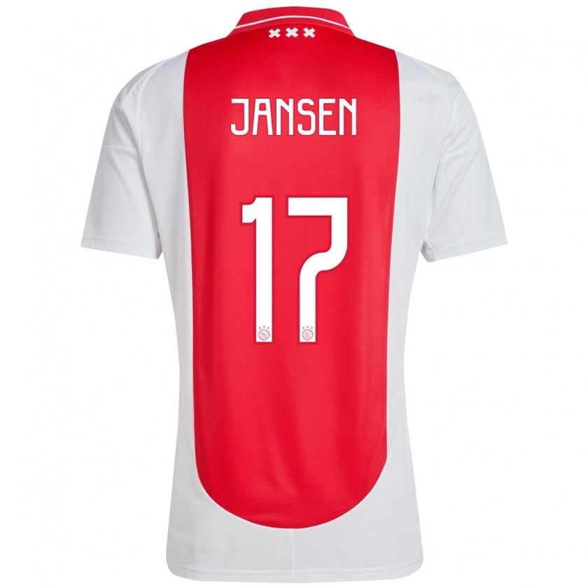 Kandiny Férfi Bente Jansen #17 Piros Fehér Hazai Jersey 2024/25 Mez Póló Ing