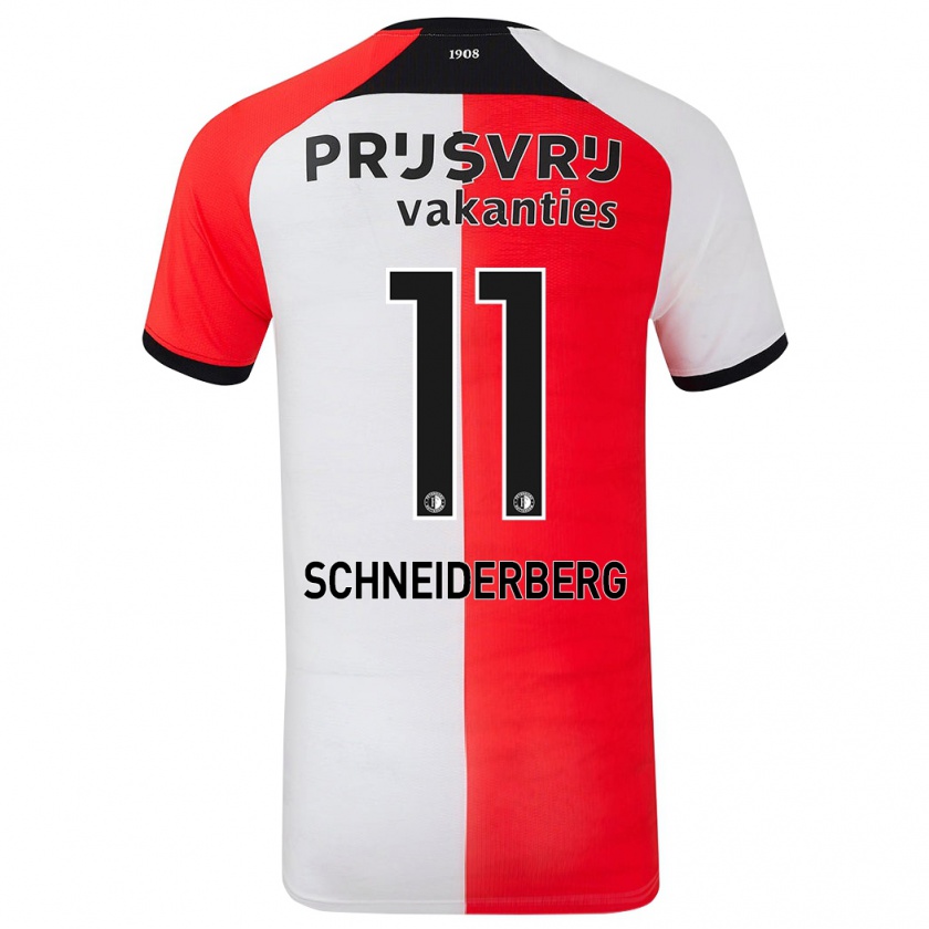 Kandiny Férfi July Schneiderberg #11 Piros Fehér Hazai Jersey 2024/25 Mez Póló Ing