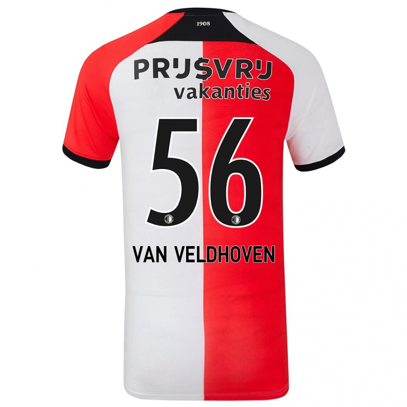 Kandiny Férfi Kars Van Veldhoven #56 Piros Fehér Hazai Jersey 2024/25 Mez Póló Ing