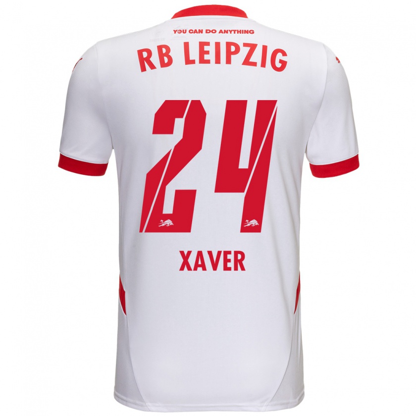 Kandiny Férfi Xaver Schlager #24 Fehér Piros Hazai Jersey 2024/25 Mez Póló Ing