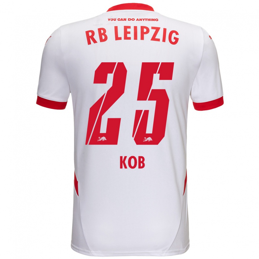 Kandiny Férfi Leon Koß #25 Fehér Piros Hazai Jersey 2024/25 Mez Póló Ing