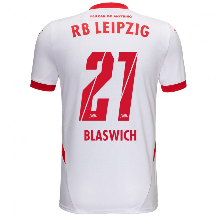 Kandiny Férfi Janis Blaswich #21 Fehér Piros Hazai Jersey 2024/25 Mez Póló Ing