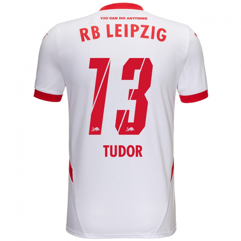 Kandiny Férfi Aaron Tudor #13 Fehér Piros Hazai Jersey 2024/25 Mez Póló Ing