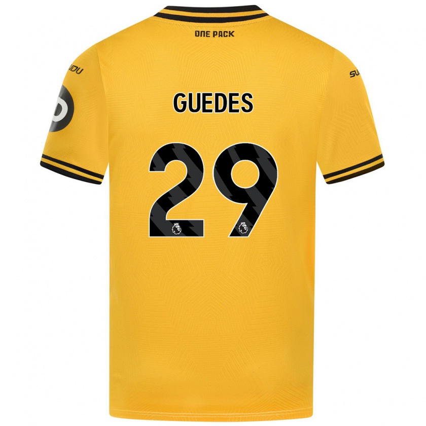 Kandiny Férfi Gonçalo Guedes #29 Sárga Hazai Jersey 2024/25 Mez Póló Ing