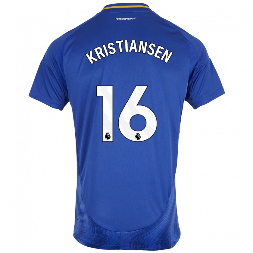 Kandiny Férfi Victor Kristiansen #16 Kék Fehér Hazai Jersey 2024/25 Mez Póló Ing