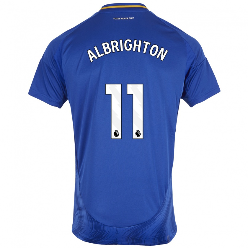 Kandiny Férfi Marc Albrighton #11 Kék Fehér Hazai Jersey 2024/25 Mez Póló Ing