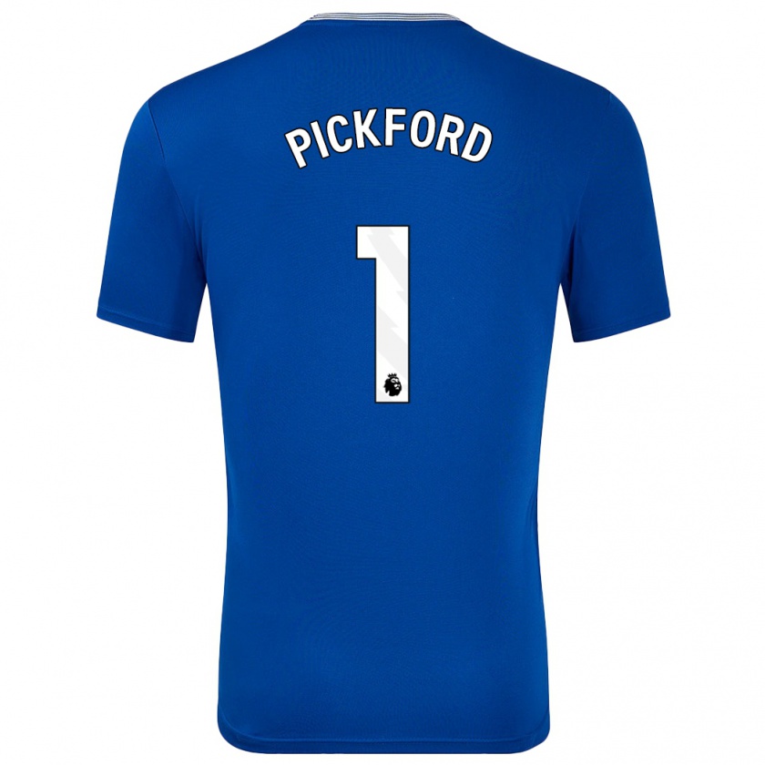 Kandiny Férfi Jordan Pickford #1 Kék -Val Hazai Jersey 2024/25 Mez Póló Ing