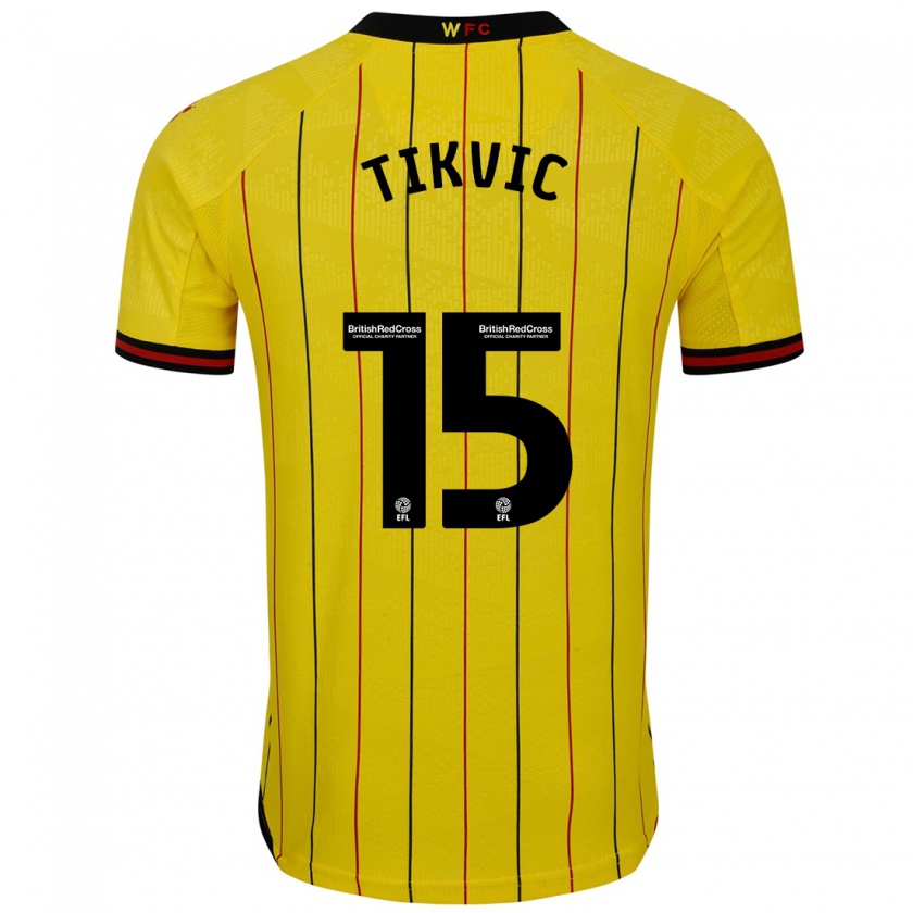 Kandiny Férfi Antonio Tikvic #15 Sárga Fekete Hazai Jersey 2024/25 Mez Póló Ing