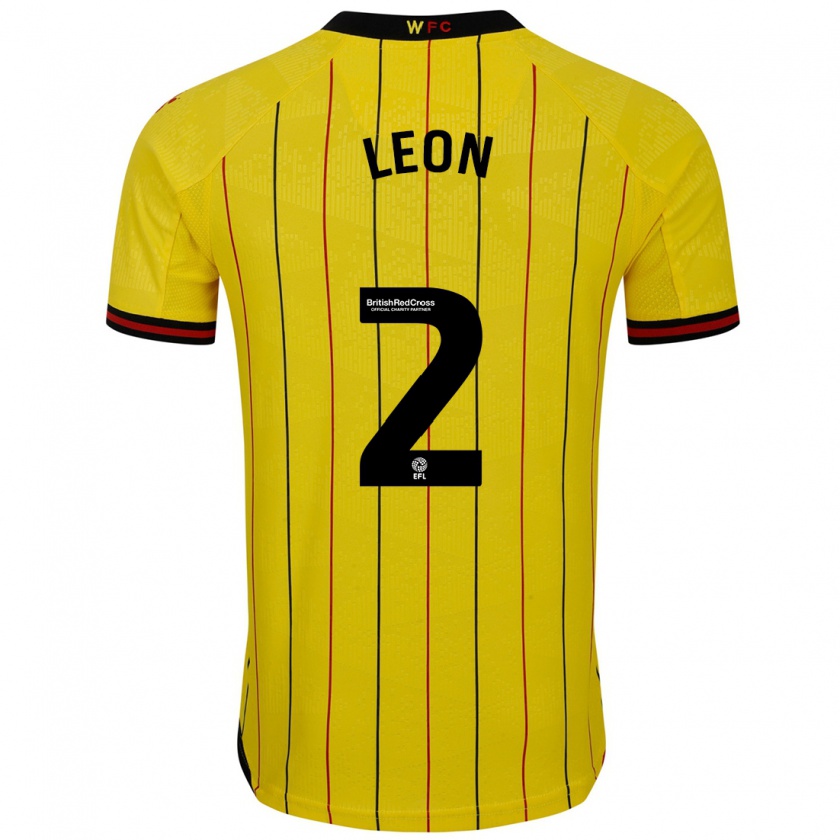 Kandiny Férfi Lucía León #2 Sárga Fekete Hazai Jersey 2024/25 Mez Póló Ing