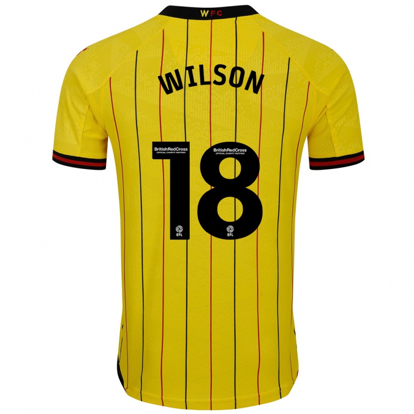 Kandiny Férfi Poppy Wilson #18 Sárga Fekete Hazai Jersey 2024/25 Mez Póló Ing