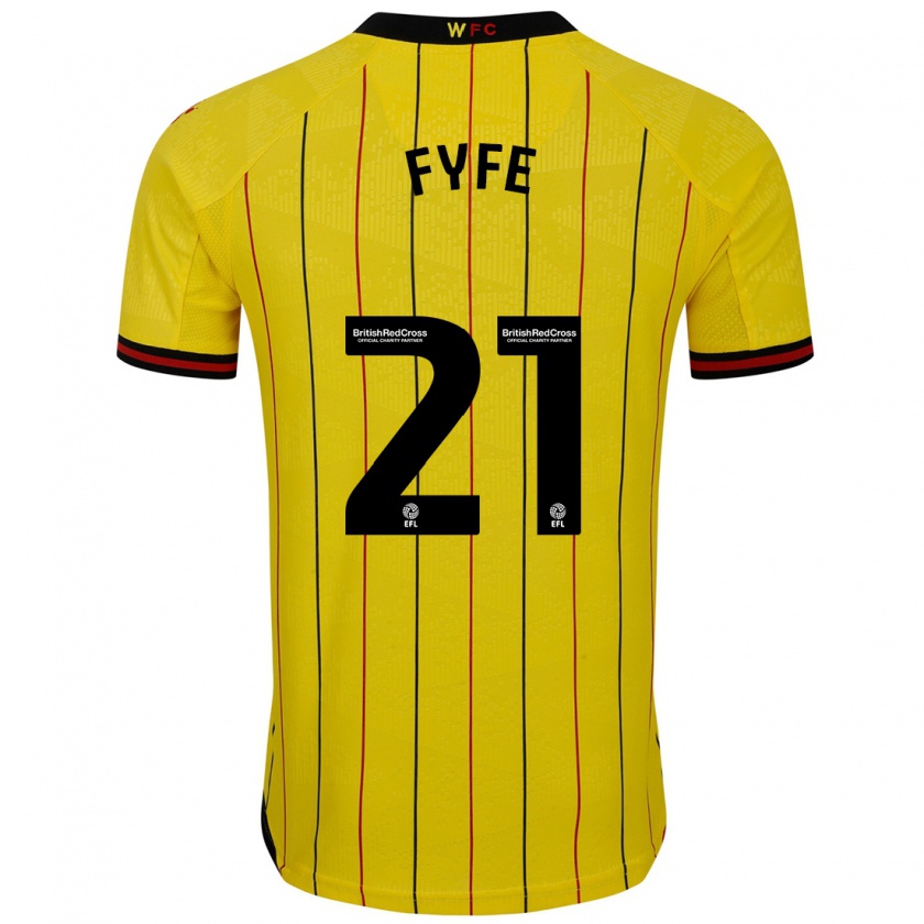 Kandiny Férfi Flo Fyfe #21 Sárga Fekete Hazai Jersey 2024/25 Mez Póló Ing