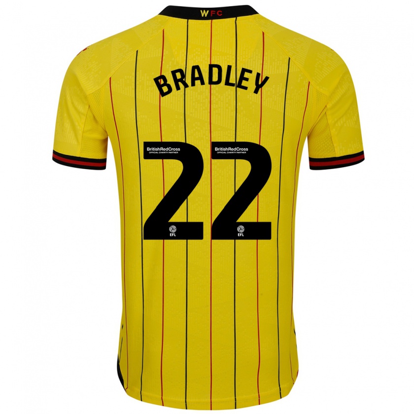 Kandiny Férfi Jade Bradley #22 Sárga Fekete Hazai Jersey 2024/25 Mez Póló Ing