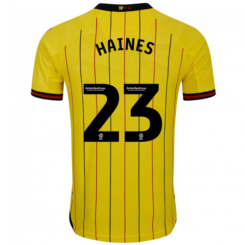 Kandiny Férfi Coral-Jade Haines #23 Sárga Fekete Hazai Jersey 2024/25 Mez Póló Ing