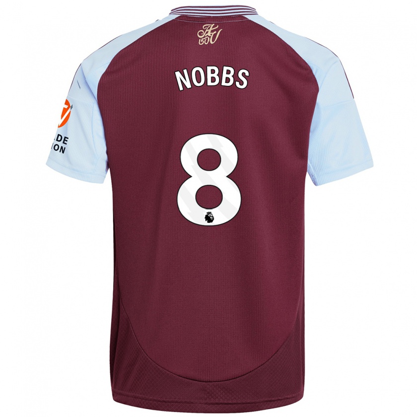 Kandiny Férfi Jordan Nobbs #8 Bordó Égszínkék Hazai Jersey 2024/25 Mez Póló Ing