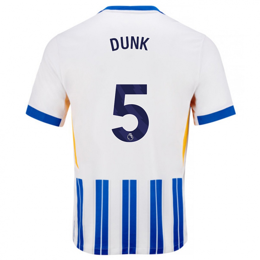 Kandiny Férfi Lewis Dunk #5 Fehér Kék Csíkos Hazai Jersey 2024/25 Mez Póló Ing