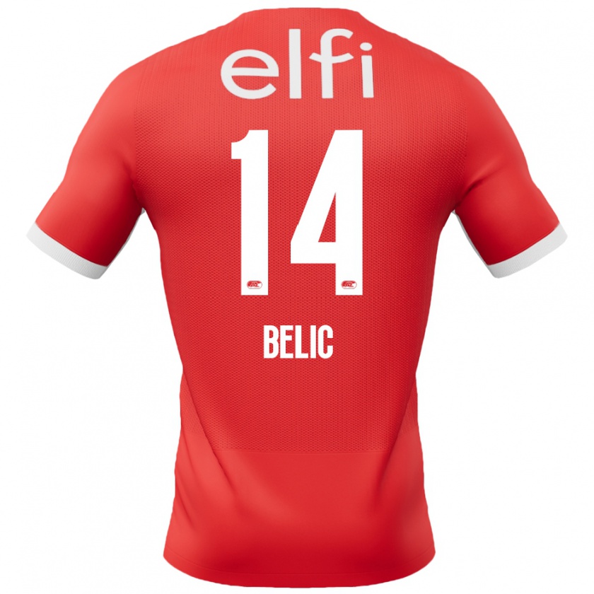 Kandiny Férfi Kristijan Belic #14 Piros Fehér Hazai Jersey 2024/25 Mez Póló Ing