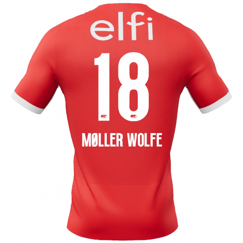 Kandiny Férfi David Møller Wolfe #18 Piros Fehér Hazai Jersey 2024/25 Mez Póló Ing