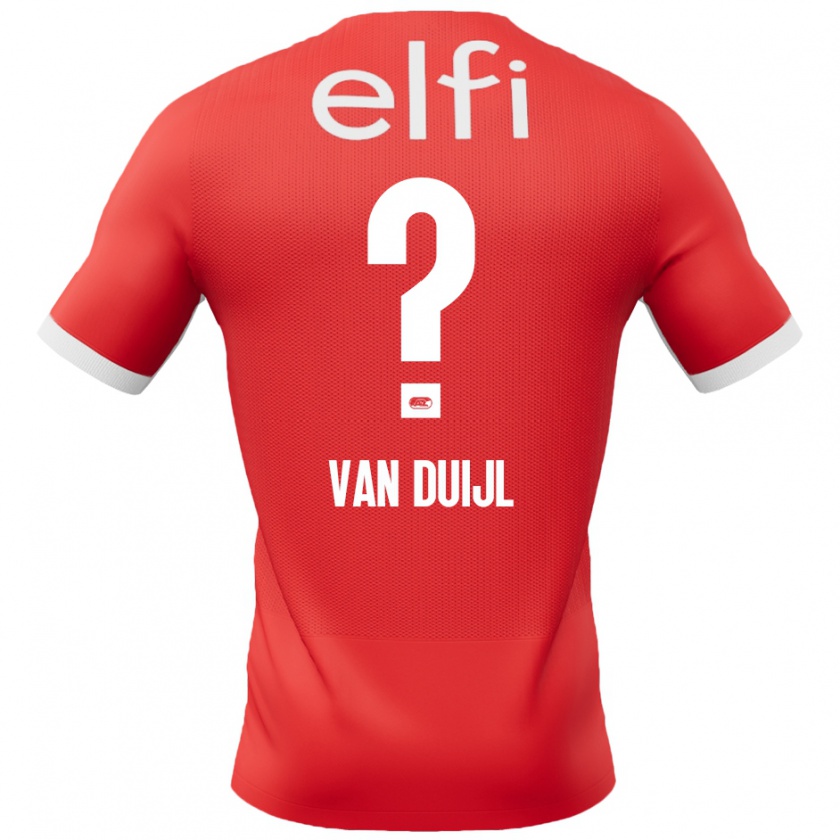 Kandiny Férfi Billy Van Duijl #0 Piros Fehér Hazai Jersey 2024/25 Mez Póló Ing