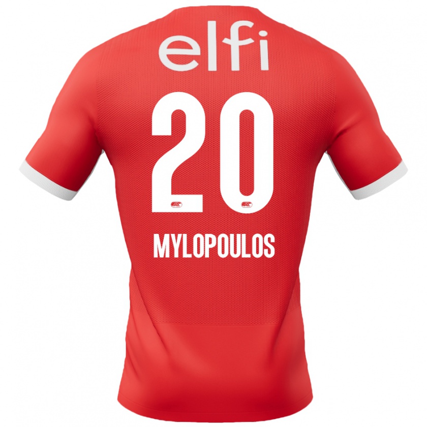 Kandiny Férfi Marios Mylopoulos #20 Piros Fehér Hazai Jersey 2024/25 Mez Póló Ing