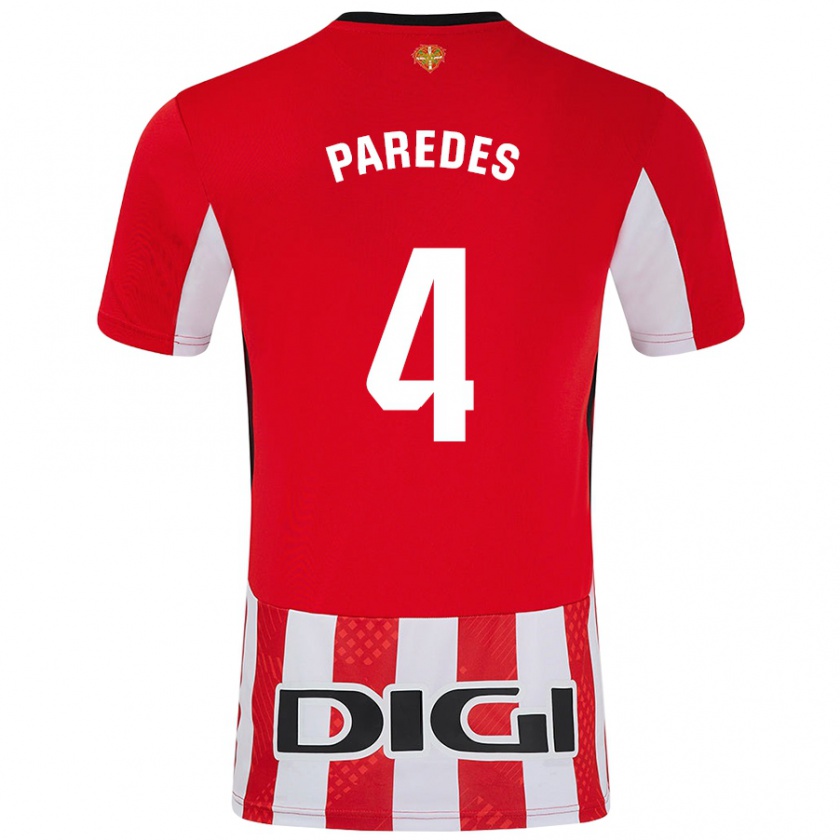 Kandiny Férfi Aitor Paredes #4 Piros Fehér Hazai Jersey 2024/25 Mez Póló Ing