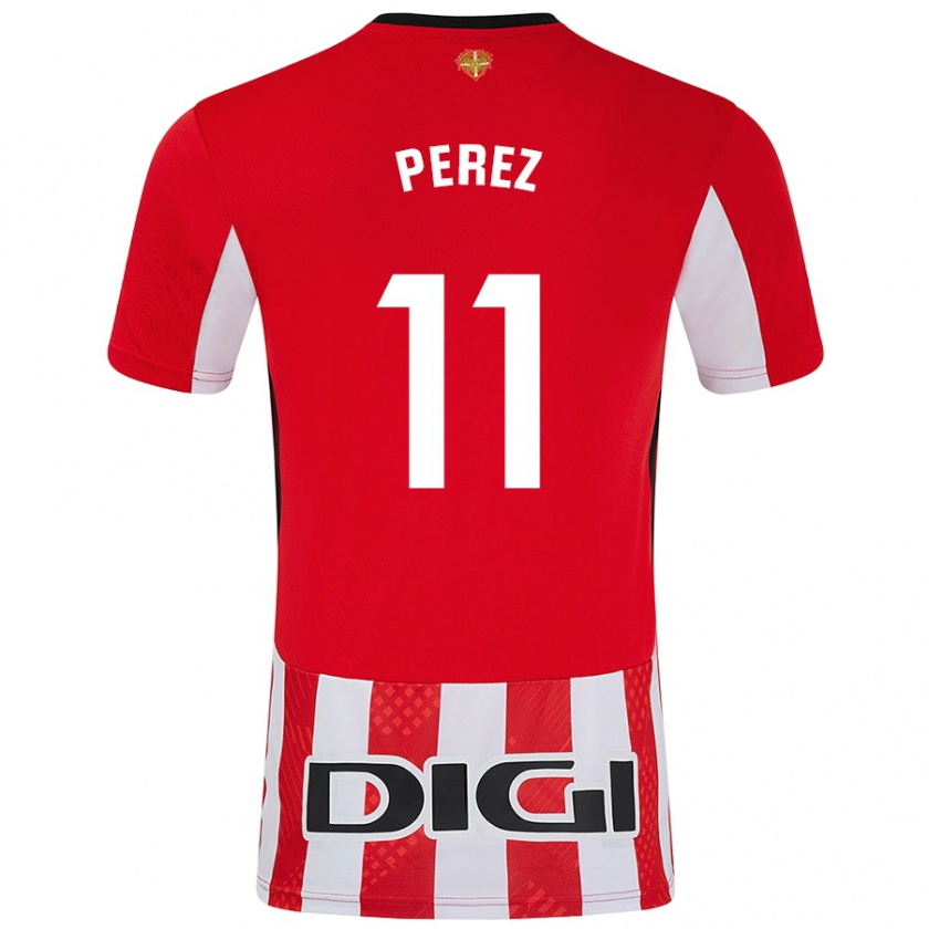 Kandiny Férfi Adrián Pérez #11 Piros Fehér Hazai Jersey 2024/25 Mez Póló Ing