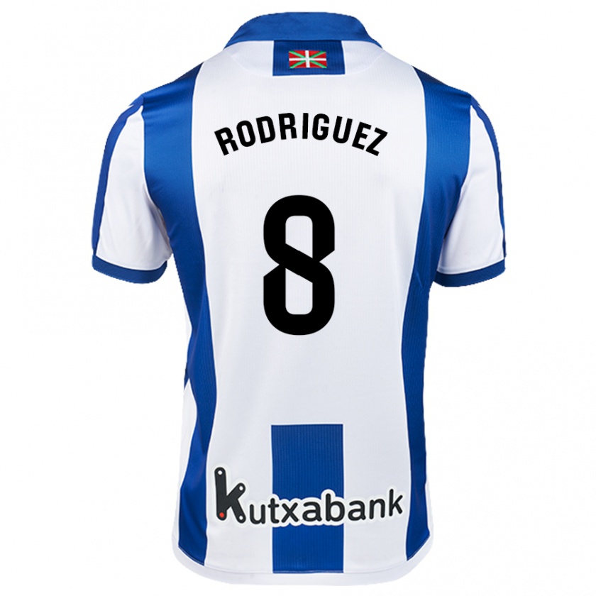 Kandiny Férfi Mikel Rodriguez #8 Fehér Kék Hazai Jersey 2024/25 Mez Póló Ing