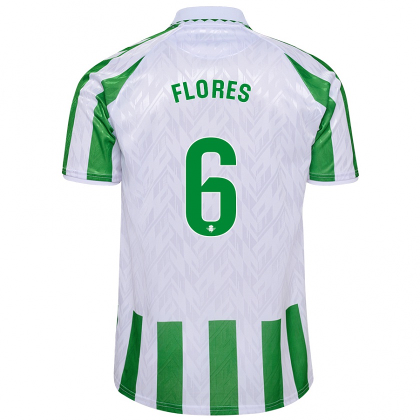 Kandiny Férfi Mateo Flores #6 Zöld Fehér Csíkok Hazai Jersey 2024/25 Mez Póló Ing