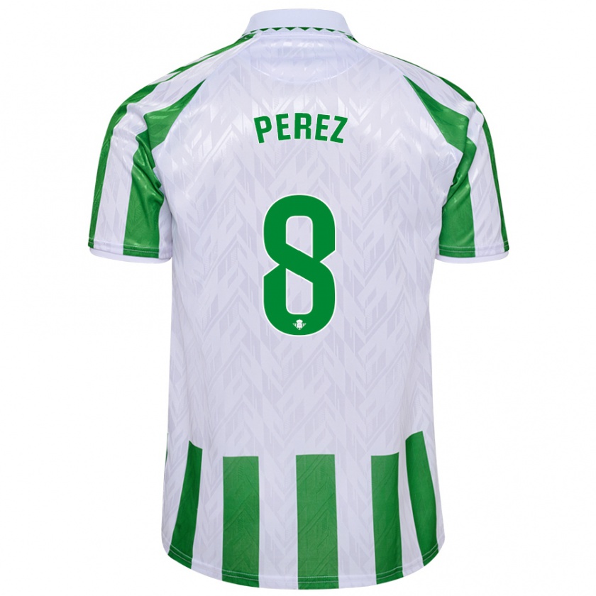 Kandiny Férfi Dani Pérez #8 Zöld Fehér Csíkok Hazai Jersey 2024/25 Mez Póló Ing