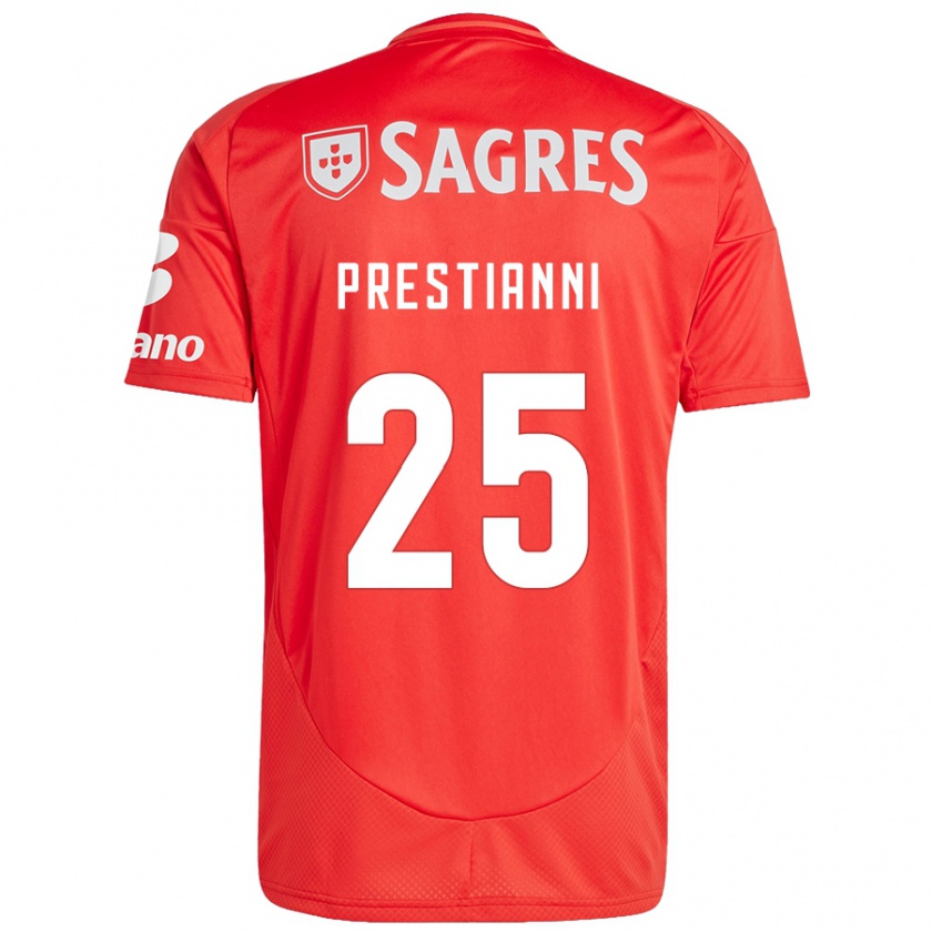 Kandiny Férfi Gianluca Prestianni #25 Piros Fehér Hazai Jersey 2024/25 Mez Póló Ing