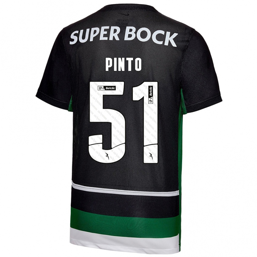 Kandiny Férfi Diogo Pinto #51 Fekete Fehér Zöld Hazai Jersey 2024/25 Mez Póló Ing