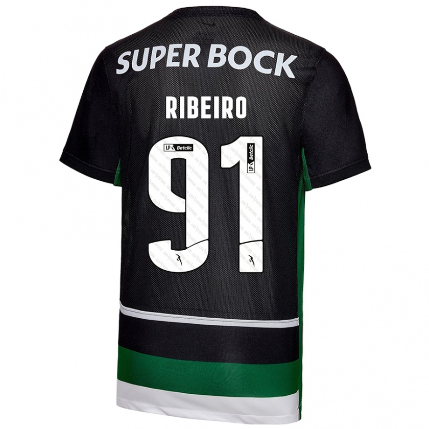 Kandiny Férfi Rodrigo Ribeiro #91 Fekete Fehér Zöld Hazai Jersey 2024/25 Mez Póló Ing