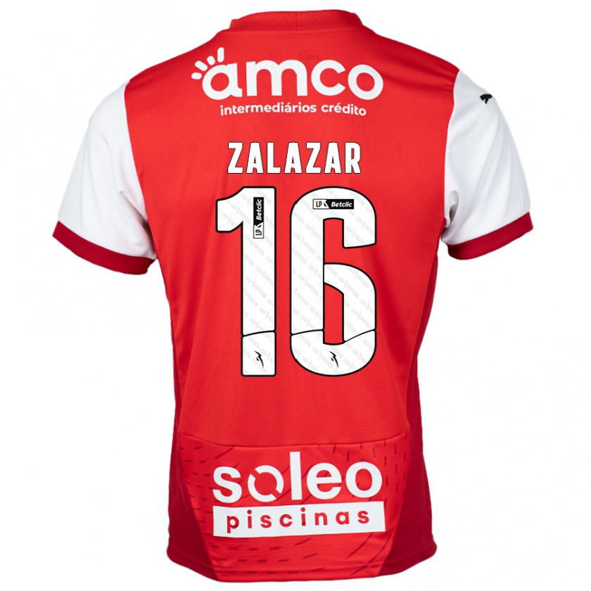 Kandiny Férfi Rodrigo Zalazar #16 Piros Fehér Hazai Jersey 2024/25 Mez Póló Ing