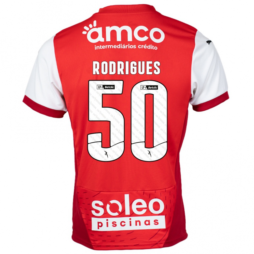 Kandiny Férfi Diego Rodrigues #50 Piros Fehér Hazai Jersey 2024/25 Mez Póló Ing