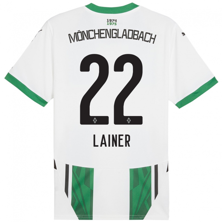 Kandiny Férfi Stefan Lainer #22 Fehér Zöld Hazai Jersey 2024/25 Mez Póló Ing