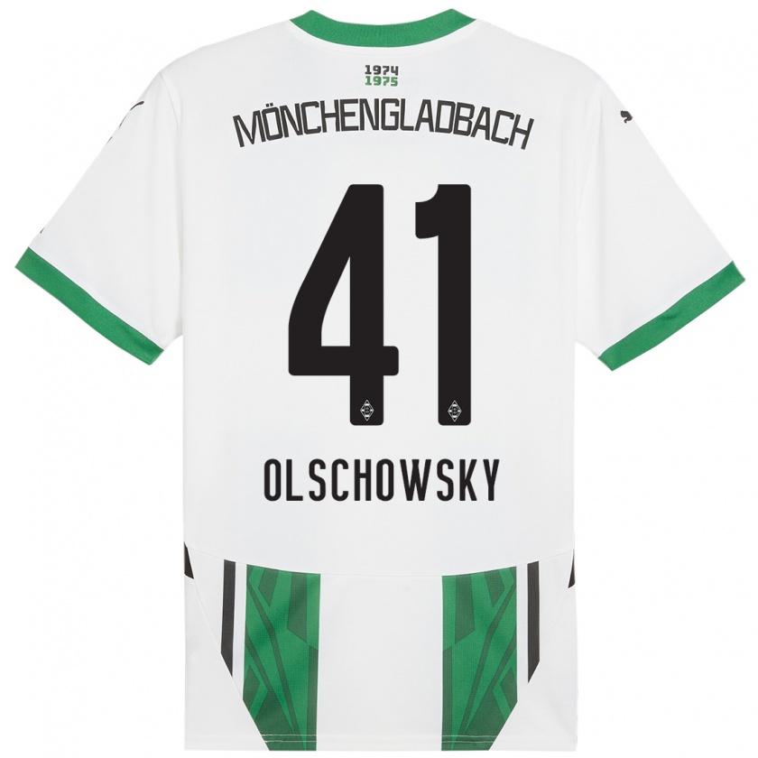 Kandiny Férfi Jan Olschowsky #41 Fehér Zöld Hazai Jersey 2024/25 Mez Póló Ing