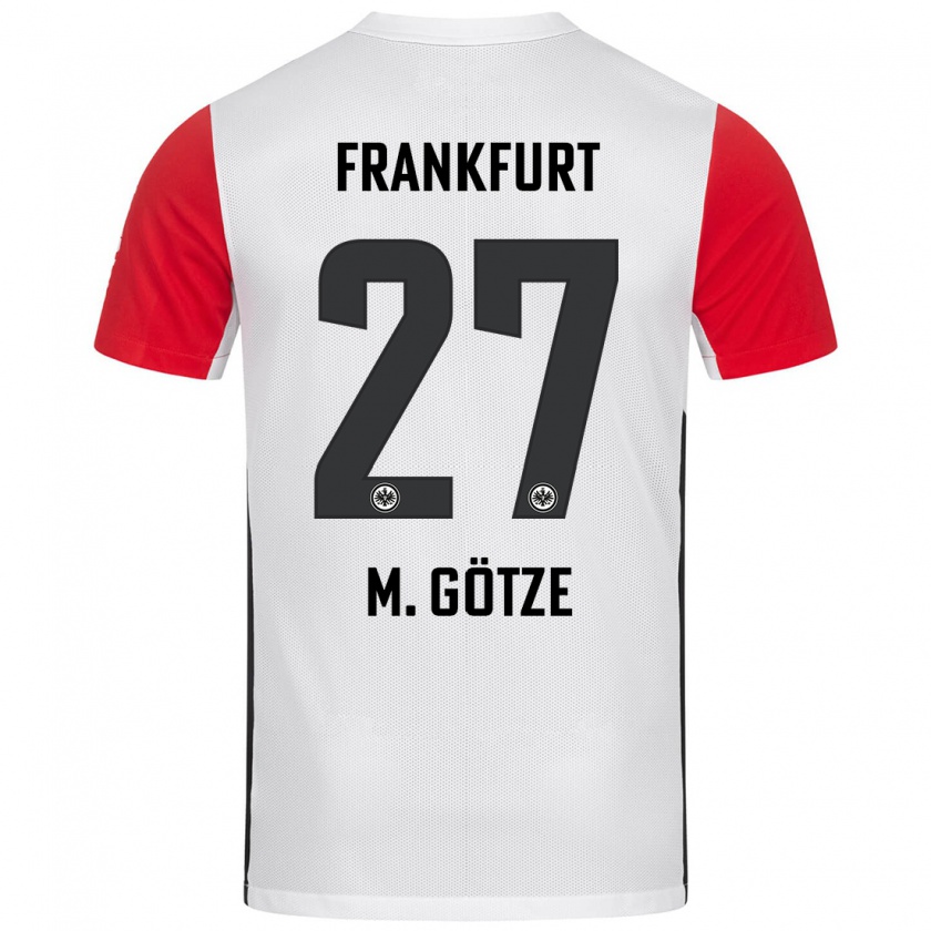 Kandiny Férfi Mario Götze #27 Fehér Piros Hazai Jersey 2024/25 Mez Póló Ing