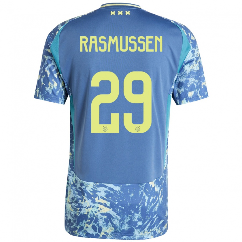 Kandiny Férfi Christian Rasmussen #29 Szürke Kék Sárga Idegenbeli Jersey 2024/25 Mez Póló Ing