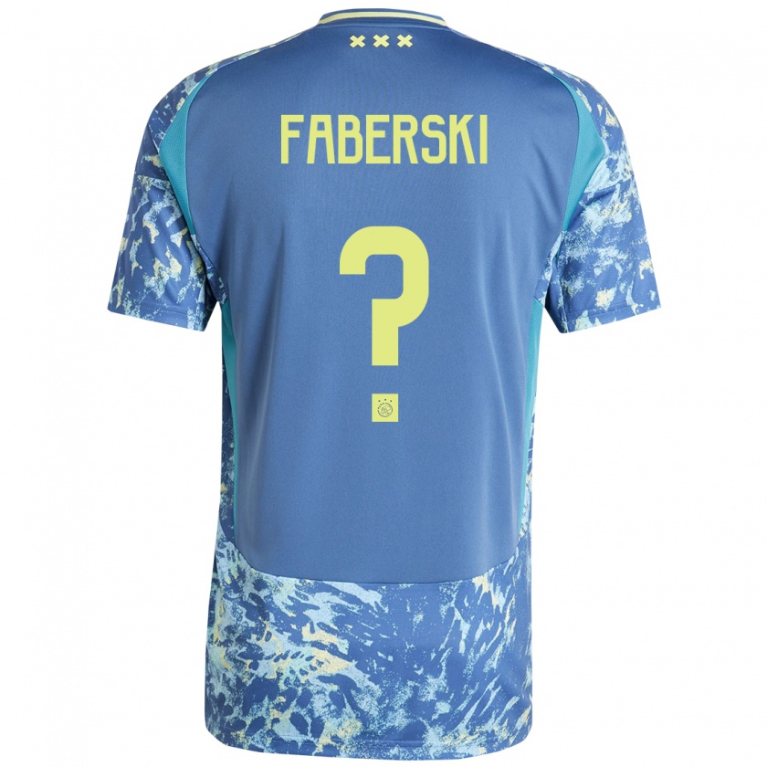 Kandiny Férfi Jan Faberski #0 Szürke Kék Sárga Idegenbeli Jersey 2024/25 Mez Póló Ing