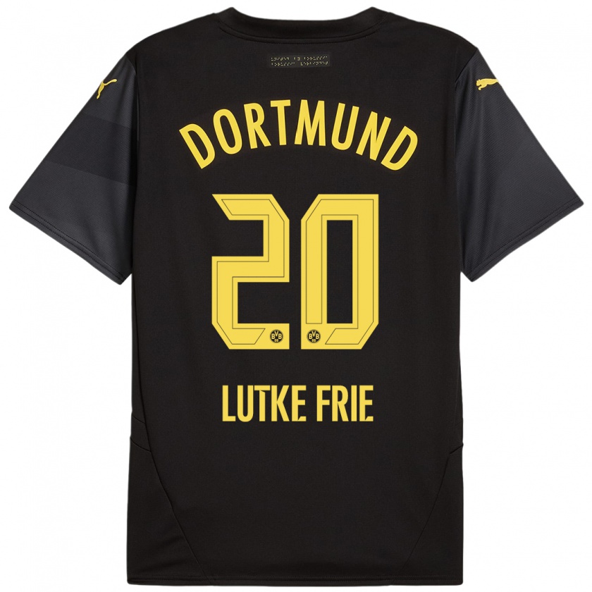 Kandiny Férfi Dennis Lutke-Frie #20 Fekete Sárga Idegenbeli Jersey 2024/25 Mez Póló Ing