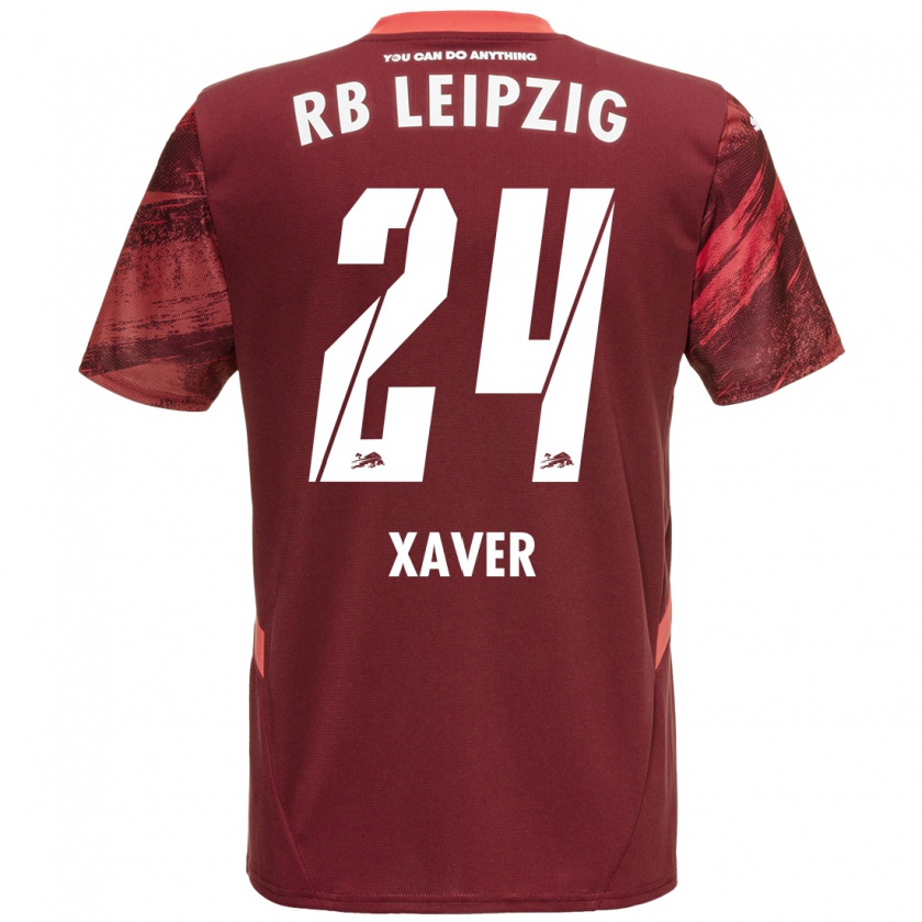 Kandiny Férfi Xaver Schlager #24 Burgundia Idegenbeli Jersey 2024/25 Mez Póló Ing