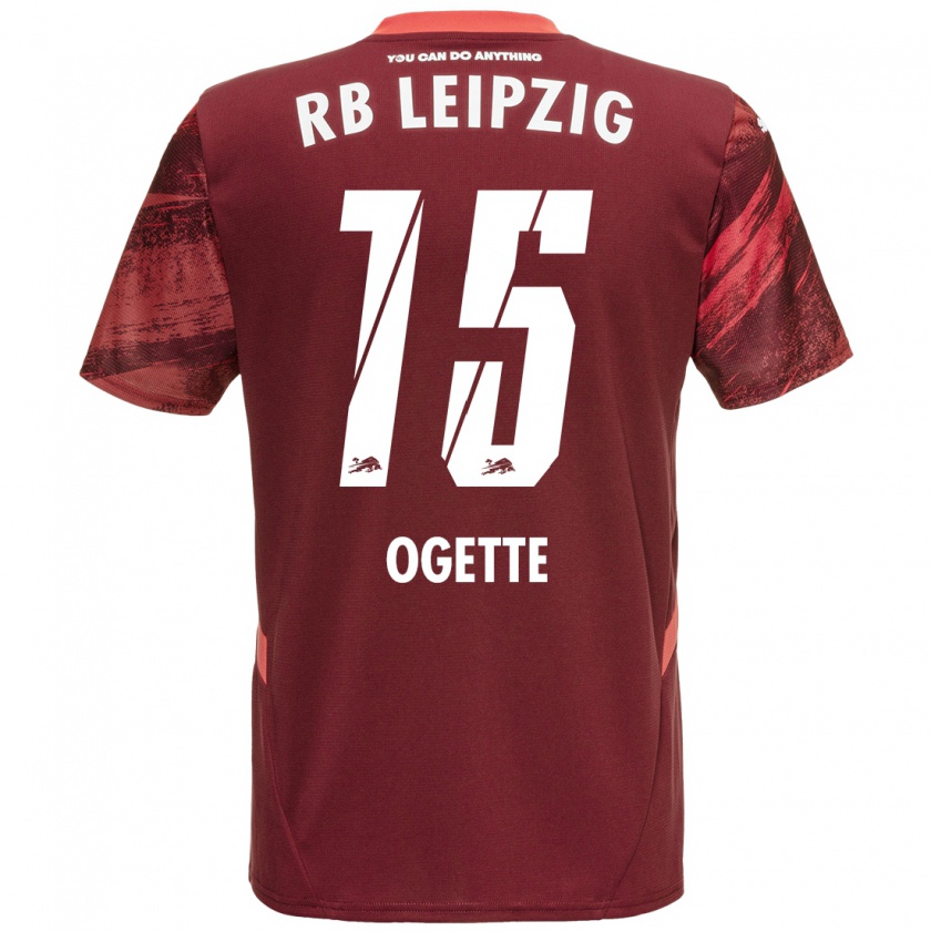 Kandiny Férfi Israel Ogette #15 Burgundia Idegenbeli Jersey 2024/25 Mez Póló Ing