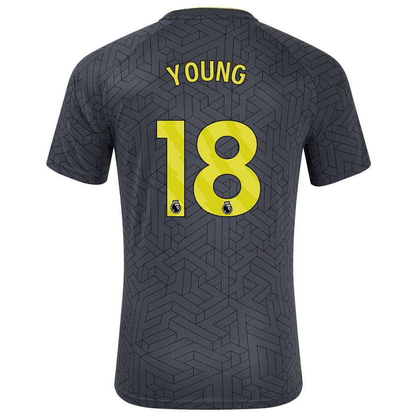 Kandiny Férfi Ashley Young #18 Fekete Sárga Idegenbeli Jersey 2024/25 Mez Póló Ing