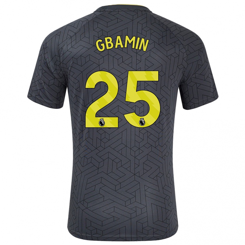 Kandiny Férfi Jean-Philippe Gbamin #25 Fekete Sárga Idegenbeli Jersey 2024/25 Mez Póló Ing